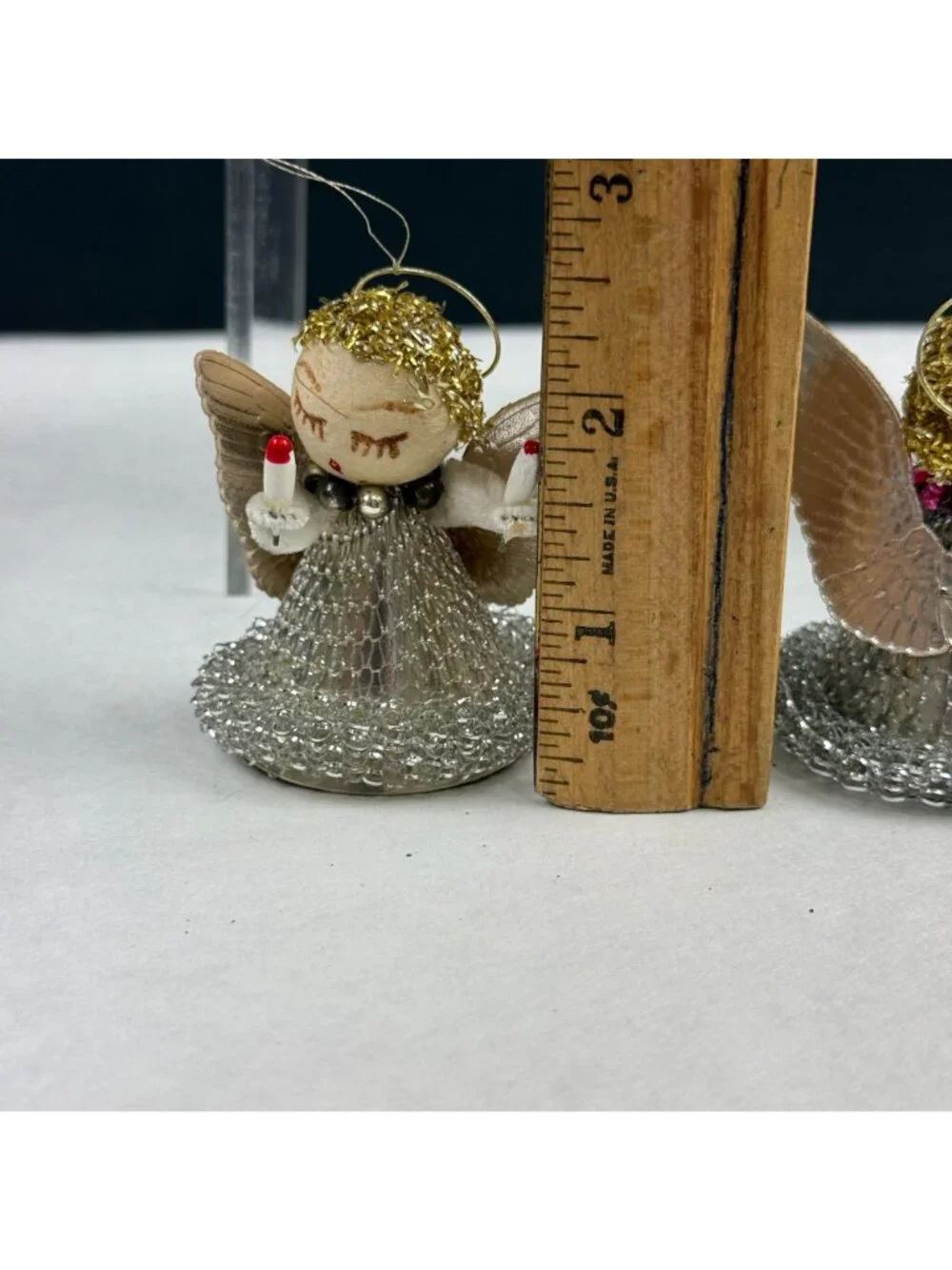 Vintage Putz Spun Cotton Mesh Christmas Angel Ornaments Lot Of 6